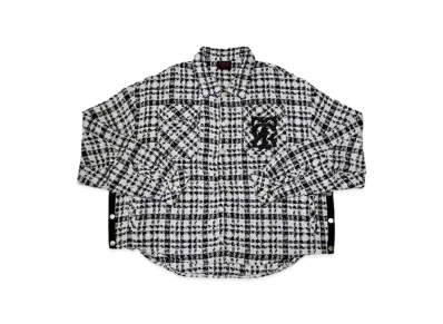 T.C.R BY TOUCHER T.C.R MONOGRAM LOGO TWEED SHIRTS JACKET "BLACK / WHITE"