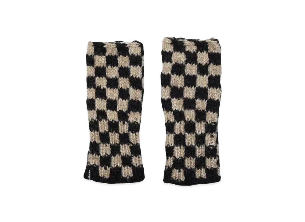 Bal CHECKERED HAND KNIT GLOVE "BROWN"