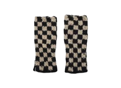 Bal CHECKERED HAND KNIT GLOVE "BROWN"