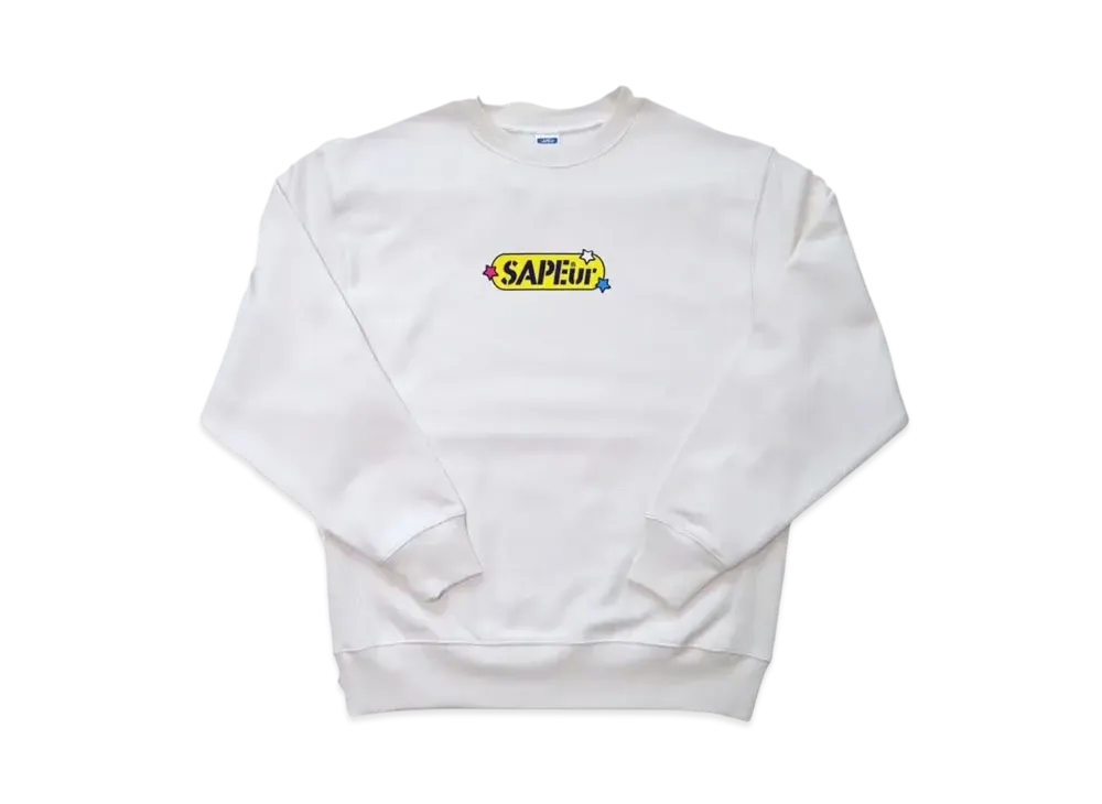 SAPEur Youth 70S Pop Head Crew Neck "White"