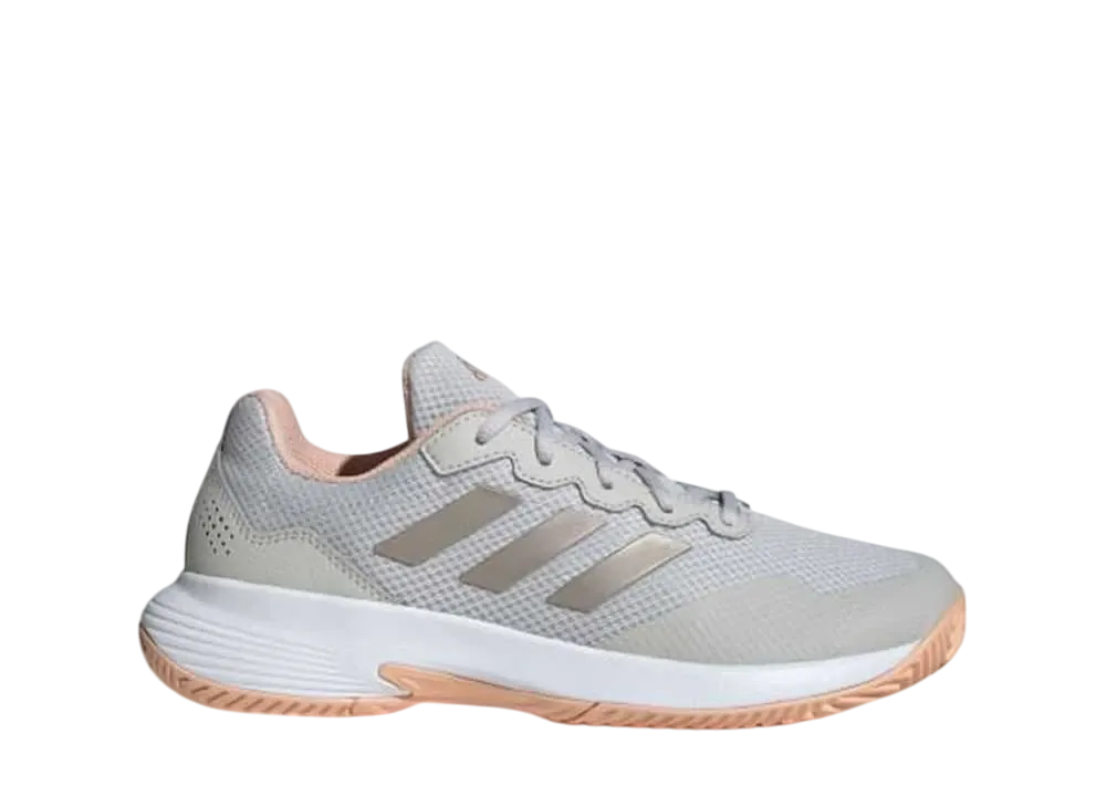 アディダス ウィメンズ ゲームコート2.0 テニス "グレーワン/サイバーメタリック/パウダーコーラル"