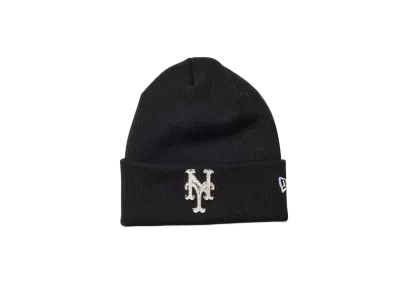 NEW ERA Basic Cuff Knit MLB Rhinestone Badge New York Mets "Black"