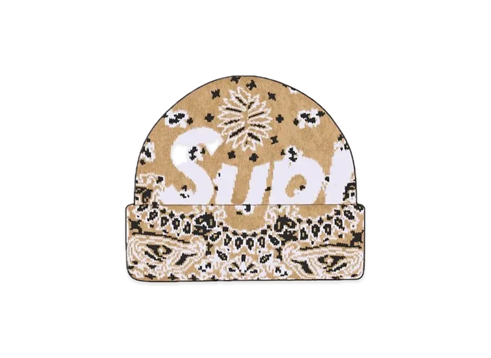 Supreme Bandana Big Logo Beanie "Khaki"