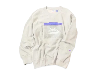 Champion for BEAMS COUTURE x Ziploc Logo Reverse Weave Crew Neck Sweatshirt "Oatmeal"