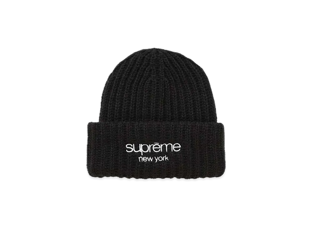 Supreme Classic Logo Chunky Ribbed Beanie "Black" (24FW)