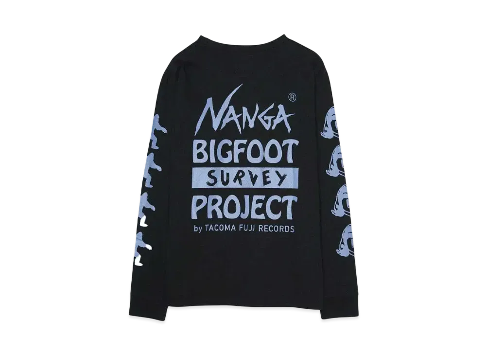 TACOMA FUJI x NANGA RECORDS BIGFOOT SURVEY PROJECT LOGO L/S TEE "BLACK"