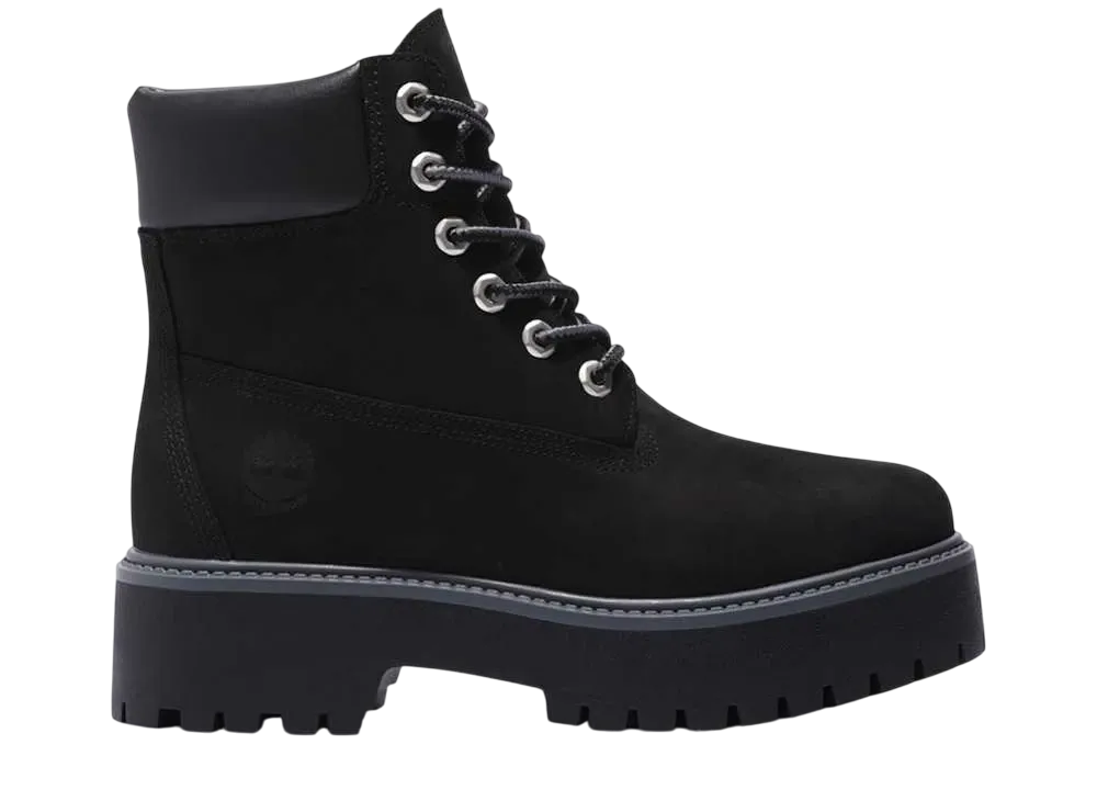 ティンバーランド ウィメンズ ストーン ストリート 6インチ レースアップ ウォータープルーフ ブーツ "ブラック"