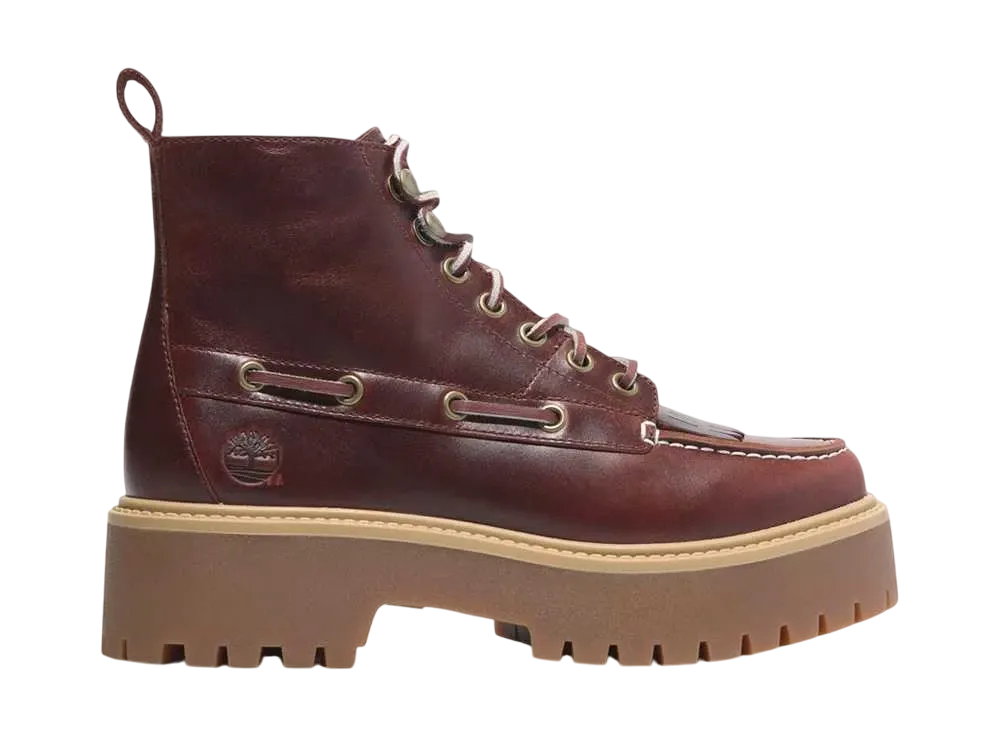ティンバーランド ウィメンズ トーン ストリート ミッド 7アイ プラットフォーム ブーツ "バーガンディ"