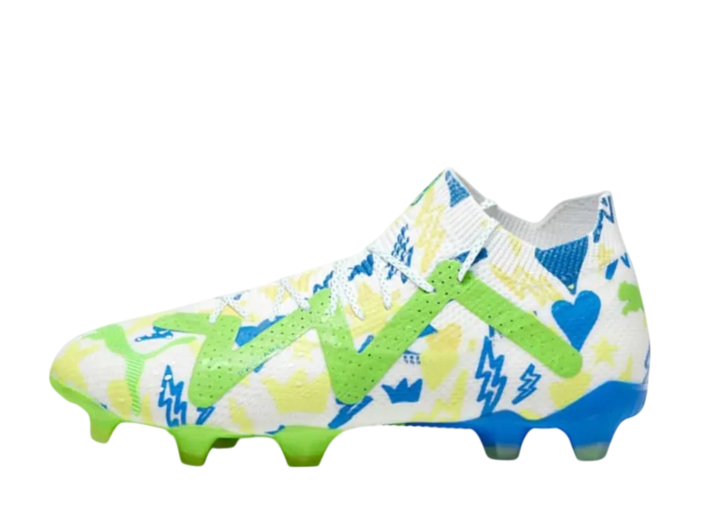 プーマ フューチャー アルティメット NJR FG/AG "プーマホワイト/レーシングブルー/レモンメレンゲ/パラキートグリーン"