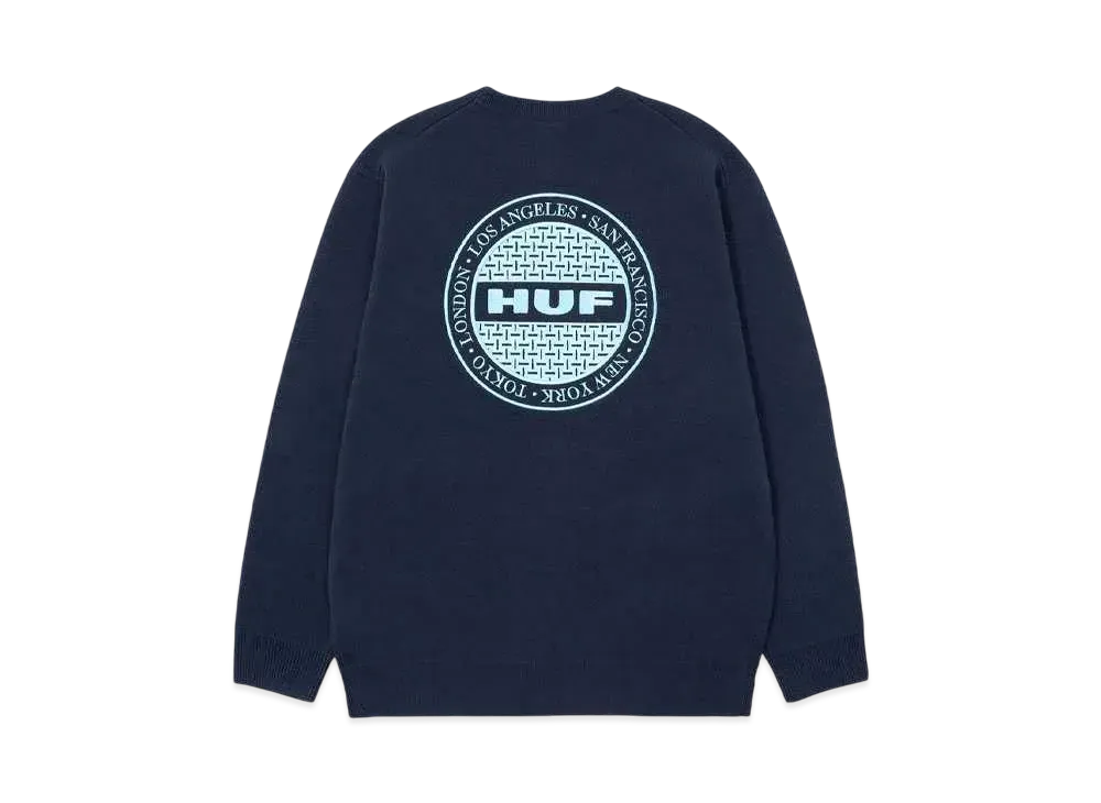 HUF Winter 24 Manhole Crew Sweater "Navy"