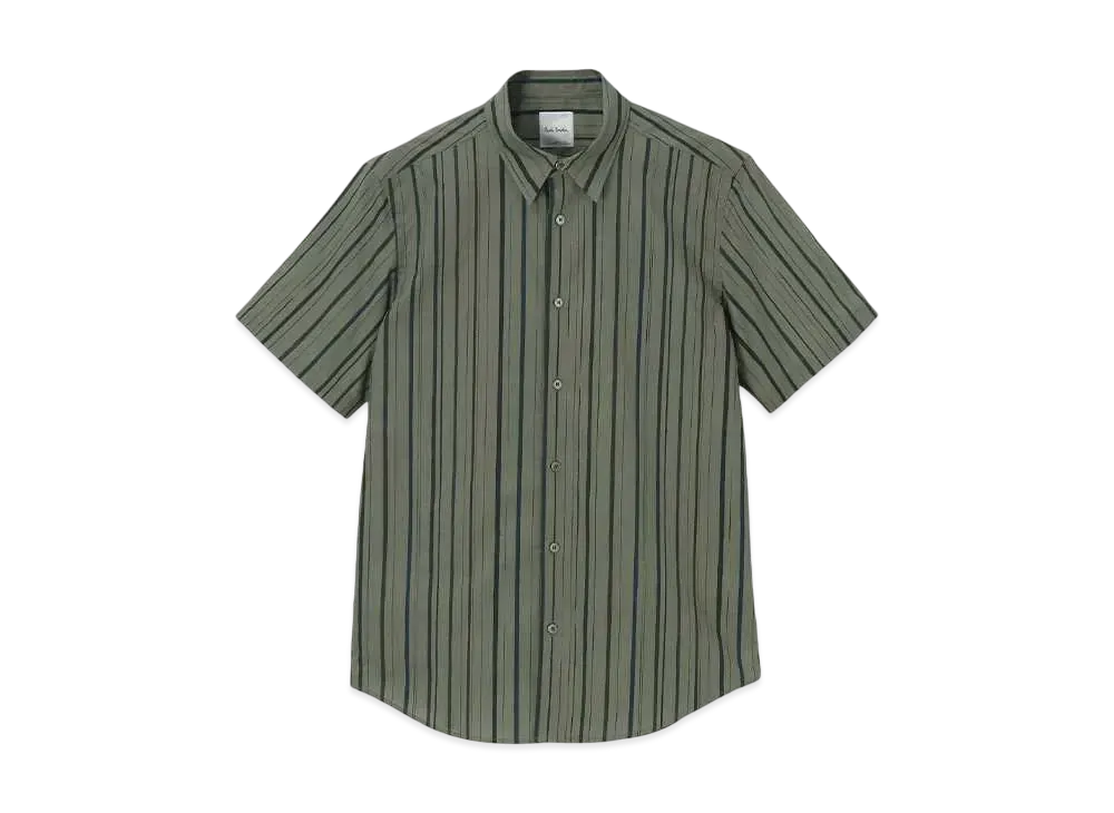 Paul Smith Pencil Stripe Short Sleeve Shirt "Olive"