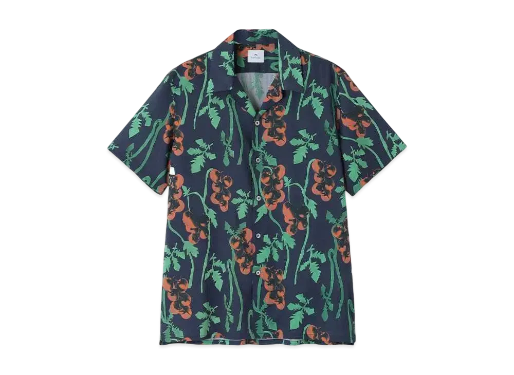 Paul Smith Tomato Vine Open Collar Shirt "BlueGray"