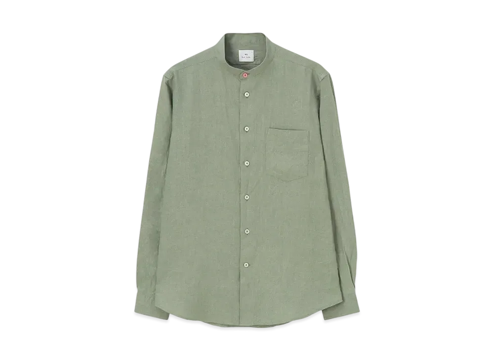 Paul Smith Cool Linen Band Collar Shirt "MintGreen"
