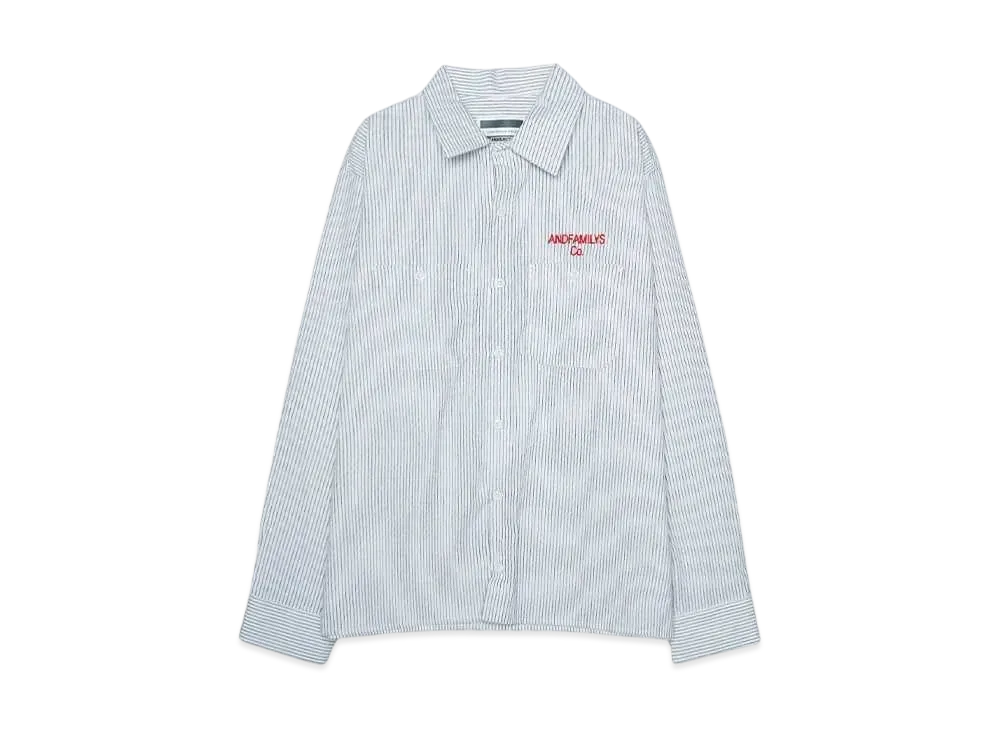 ANDFAMILYS STRIPE WORK SHIRTS "WHITE"