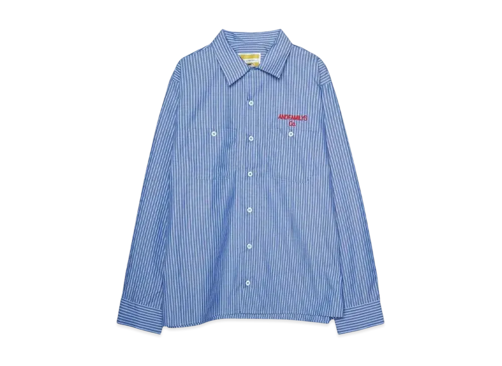 ANDFAMILYS STRIPE WORK SHIRTS "BLUE"