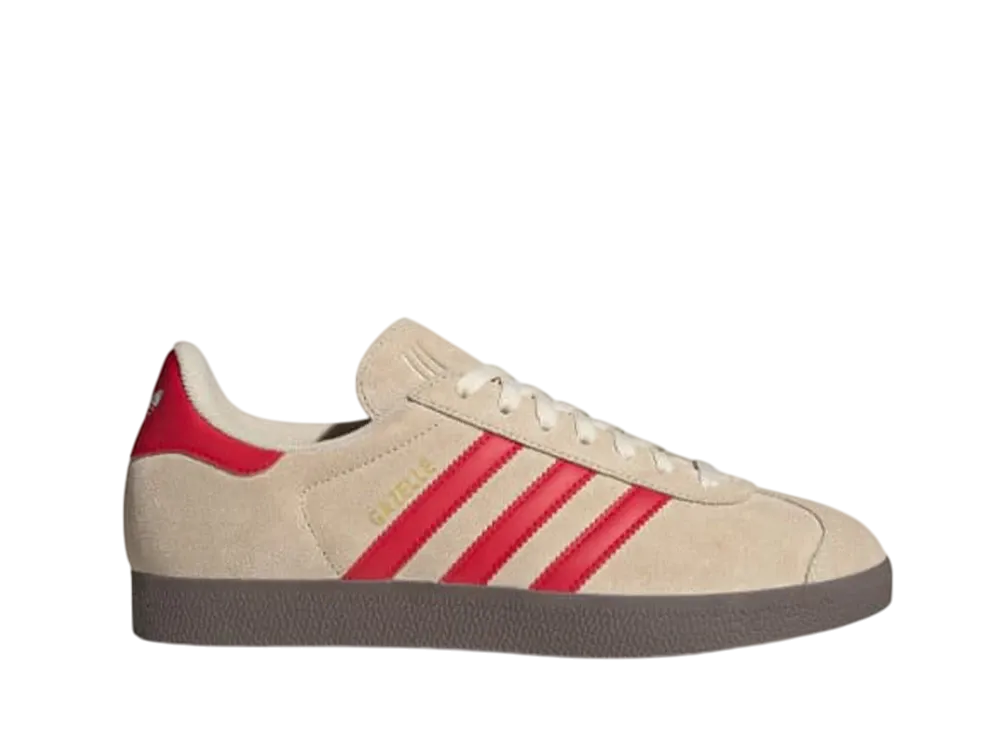 アディダスオリジナルス ガゼル "サンドストレータ/ベタースカーレット/クラウドホワイト"