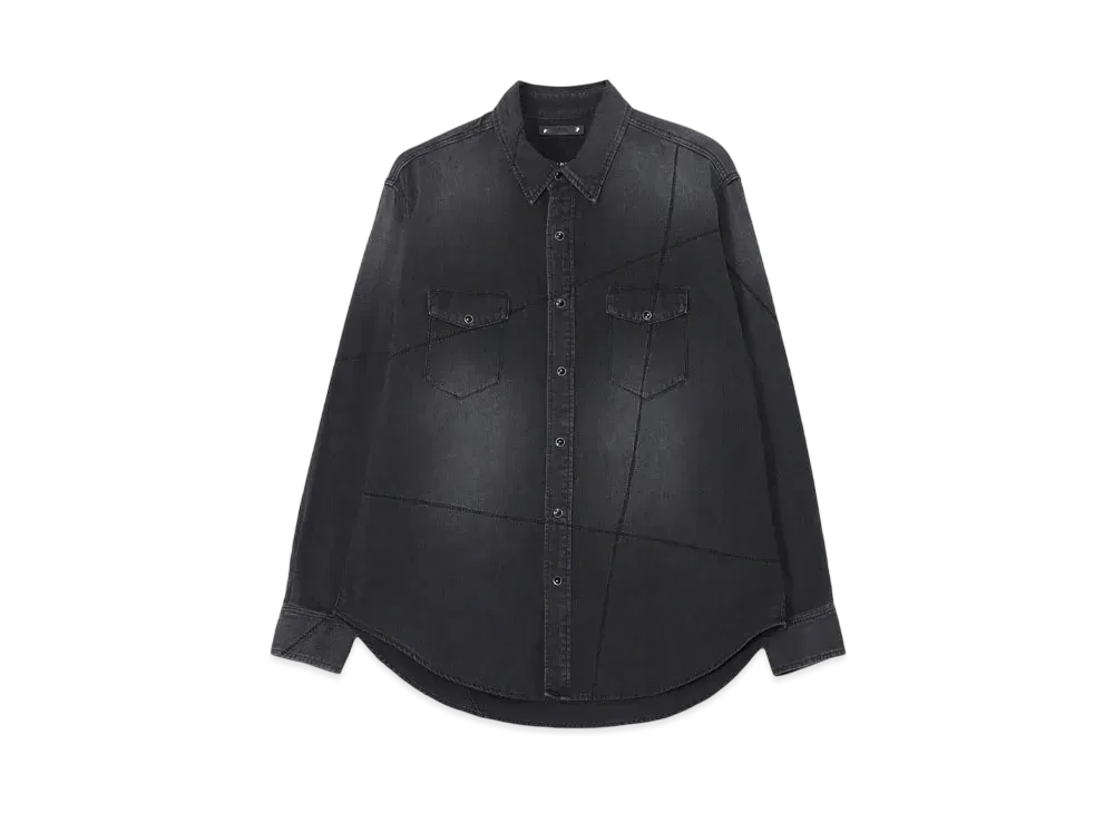 WILDSIDE Yohji Yamamoto x MINEDENIM Frankenstein Loose Denim Western Shirts "Black"