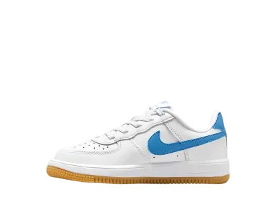 Nike PS Force 1 Low EasyOn "White/Gum Light Brown/Blue Beyond"