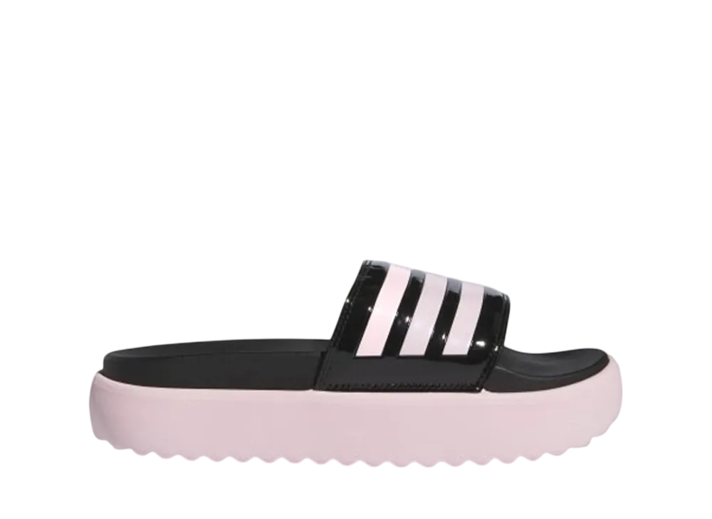アディダス ウィメンズ アディレッタ プラットフォーム スライド "コアブラック/クリアピンク"