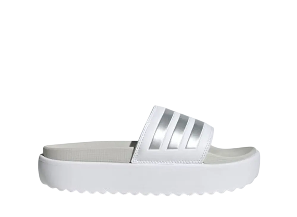 adidas Women's Adilette Platform Slides "Cloud White/Zero Metalic/Grey One"