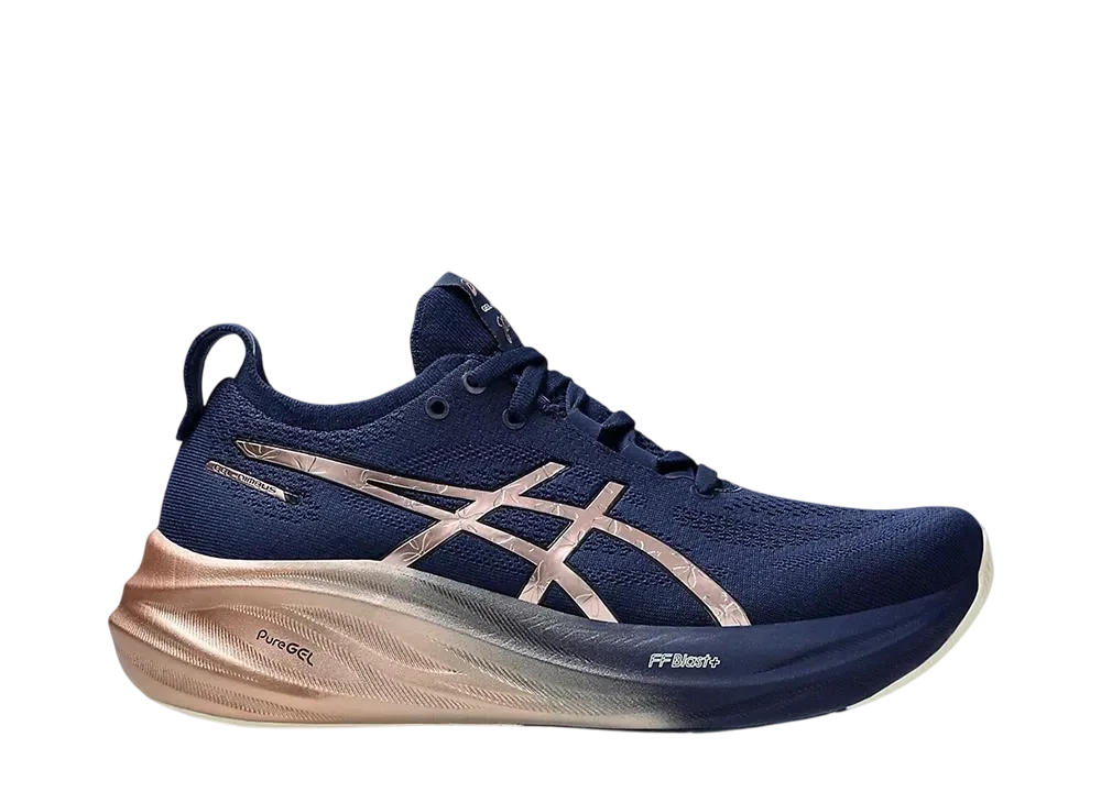 アシックス ウィメンズ ゲルニンバス26 プラチナム "ブルーエクスパンス/ローズゴールド"