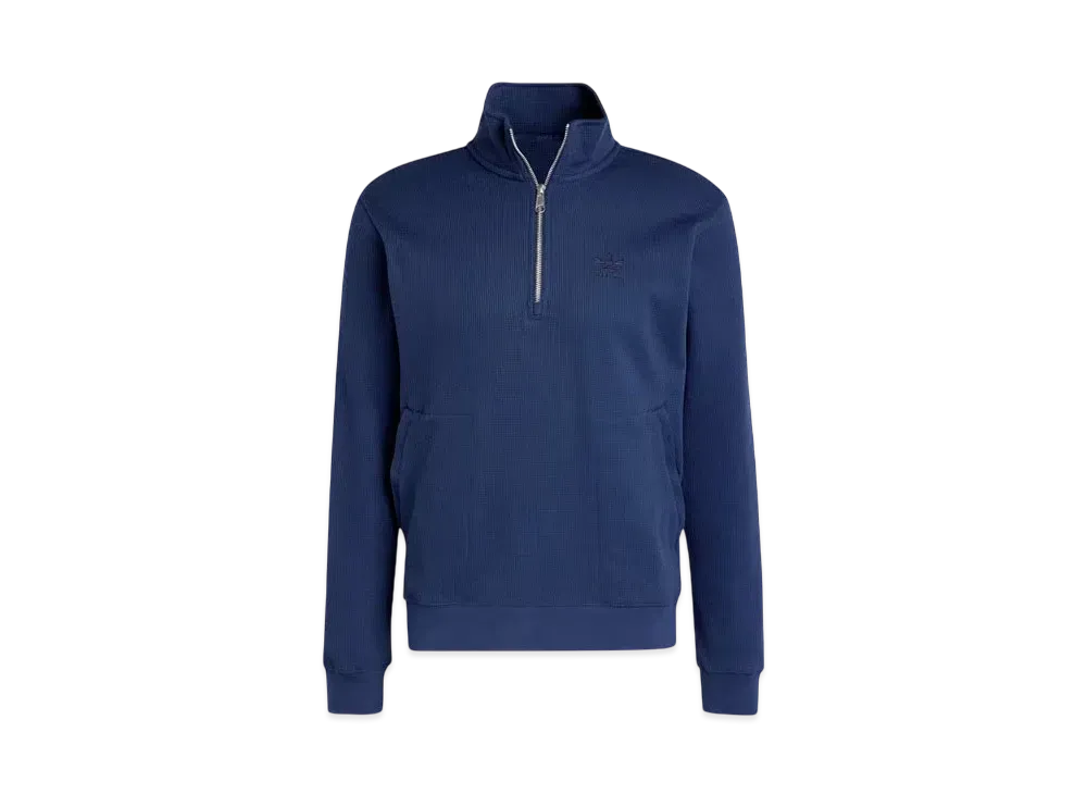 adidas Trefoil Essentials Waffle 1/2 Zip Sweatshirt "Night Indigo"