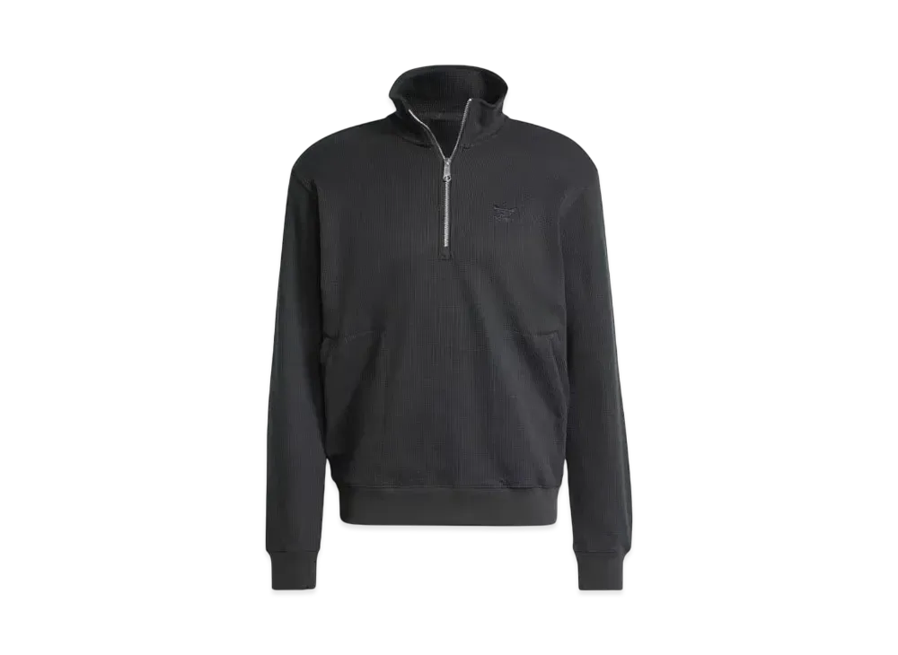 adidas Trefoil Essentials Waffle 1/2 Zip Sweatshirt "Black"