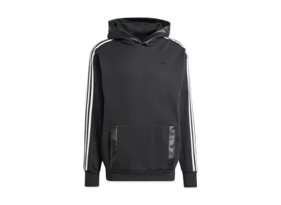 adidas Faux Leather Addicolor Three Stripes Heavy Fleece Parka "Black"