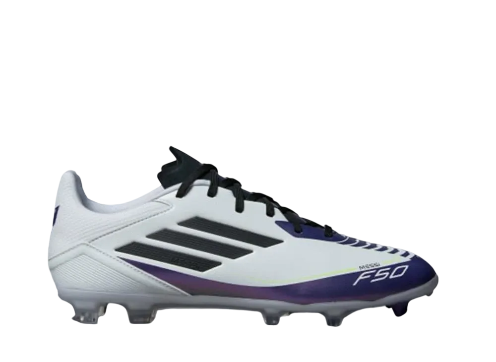 adidas F50 League Messi Firm/Multi-Ground Soccer Cleats "Cloud White/Core Black/Purple"