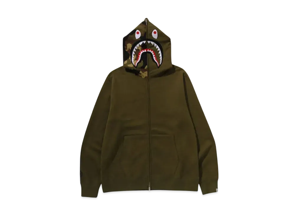 A BATHING APE A Rising Bape Military A BATHING APE Shark Full Zip Hoodie "Olive Drab"