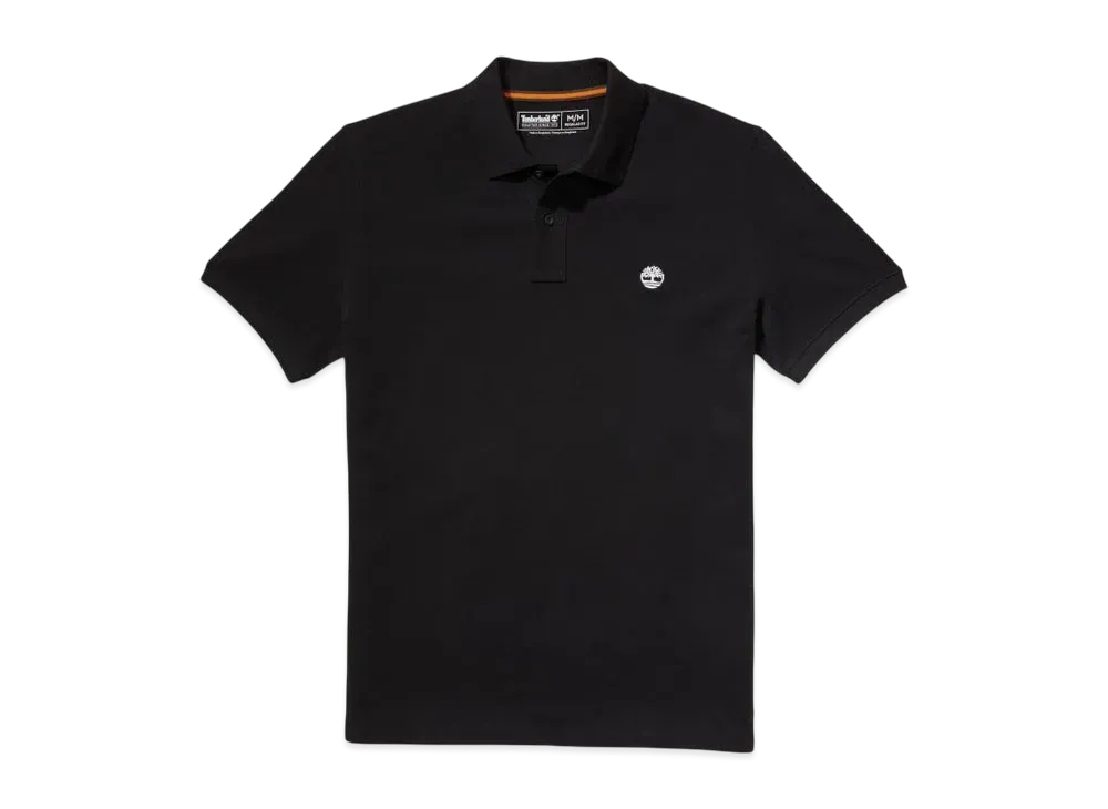 Timberland Men's Short Sleeve Oyster River Chest Logo Polo Shirt "Black"