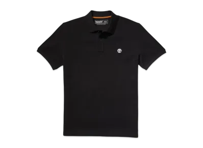 Timberland Men's Short Sleeve Oyster River Chest Logo Polo Shirt "Black"