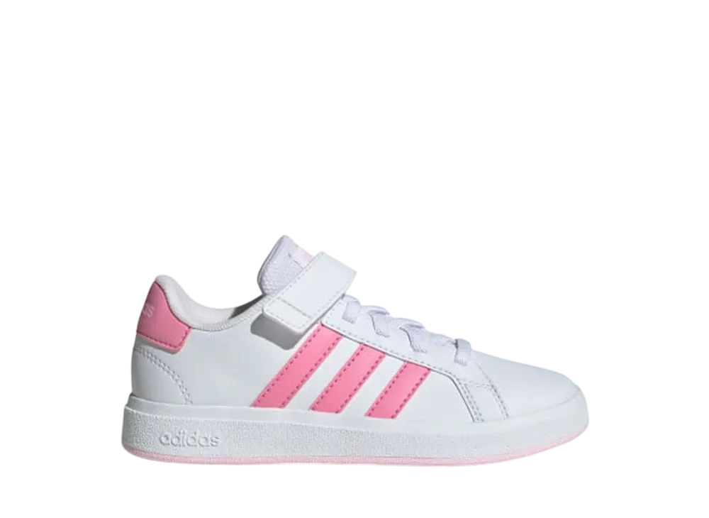 アディダス GS グランドコート コートエラスティックレース&トップストラップ "クラウドホワイト/ブリスピンク/クリアピンク"
