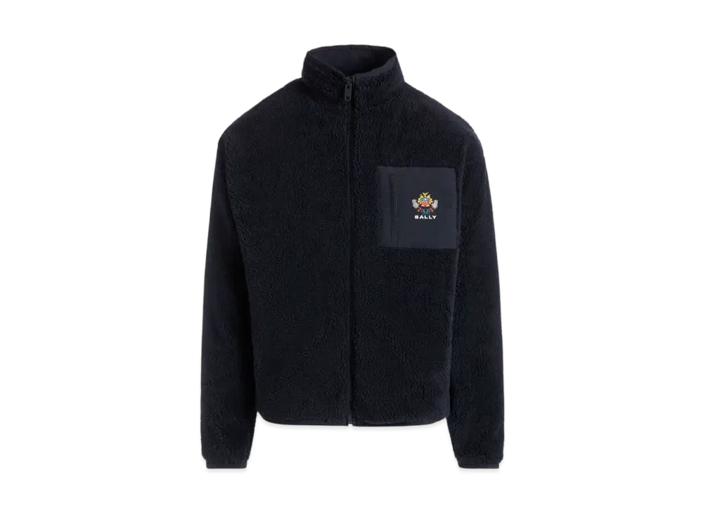 Bally Winter Capsule Full Zip Sweatshirt Alpine Flower Navy Blue Fleece "Blue"