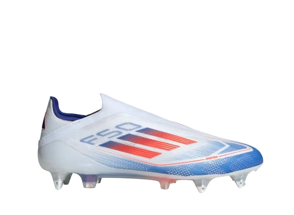 アディダス F50 エリート レースレス ソフトグラウンド "クラウドホワイト/ソーラーレッド/ルシッドブルー"