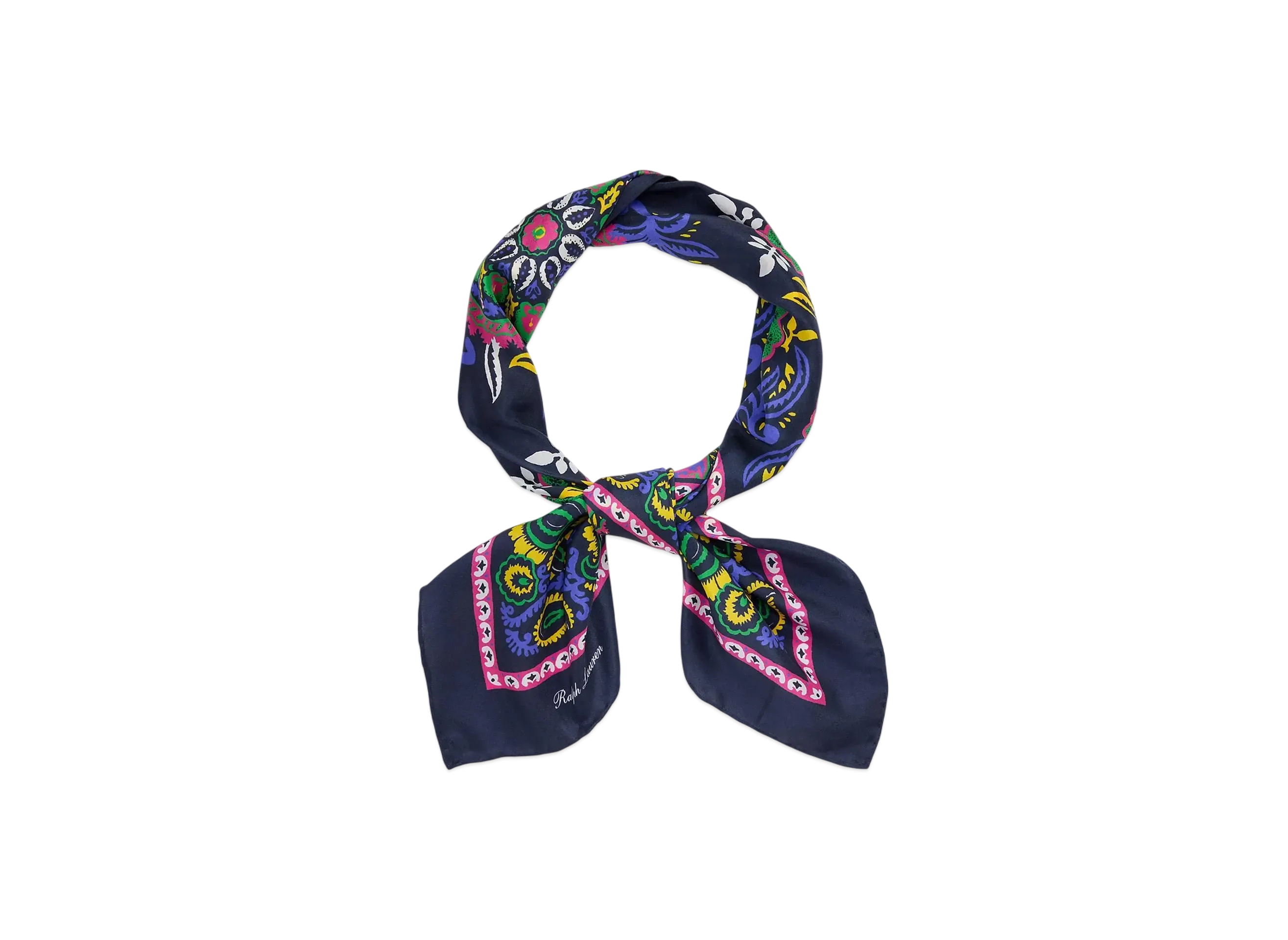 Polo Ralph Lauren Botanical Print Silk Neckerchief "Navy"