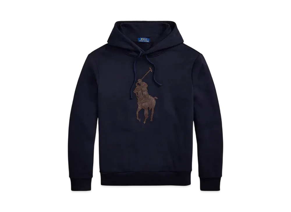 Polo Ralph Lauren Leather Big Pony Fleece Hoodie "Navy"