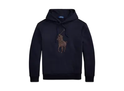 Polo Ralph Lauren Leather Big Pony Fleece Hoodie "Navy"