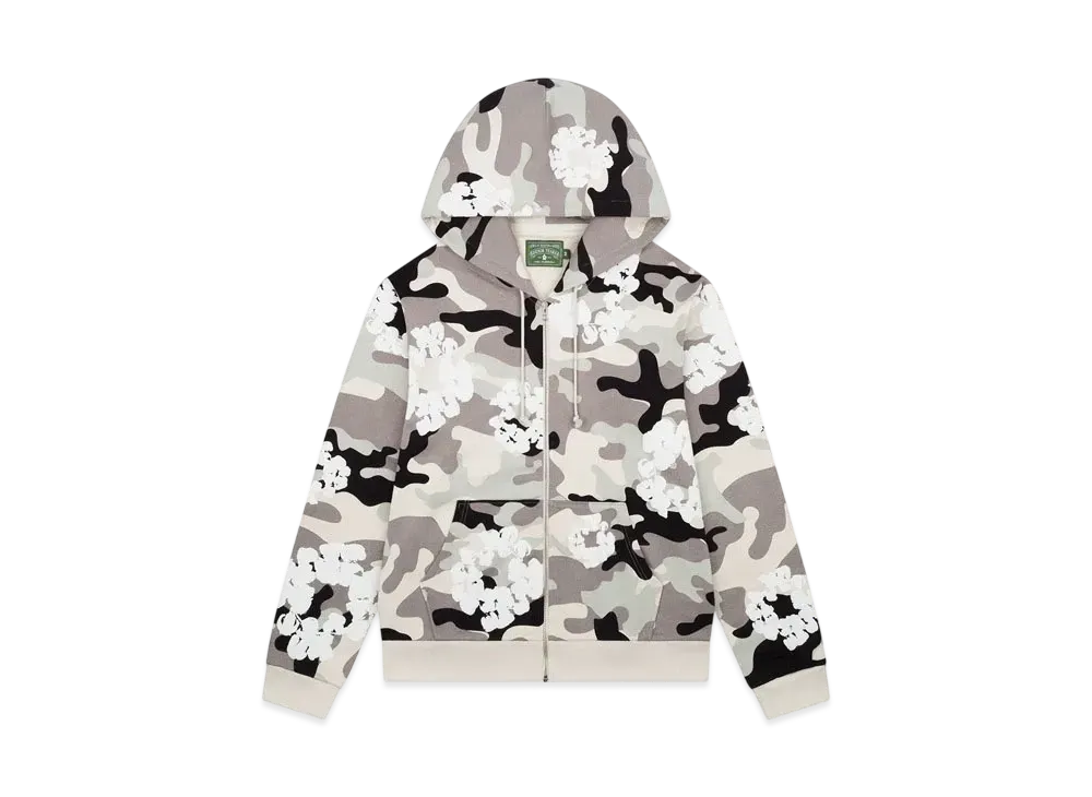 DENIM TEARS White Camo Cotton Wreath Zip Hoodie "Snow Camo"