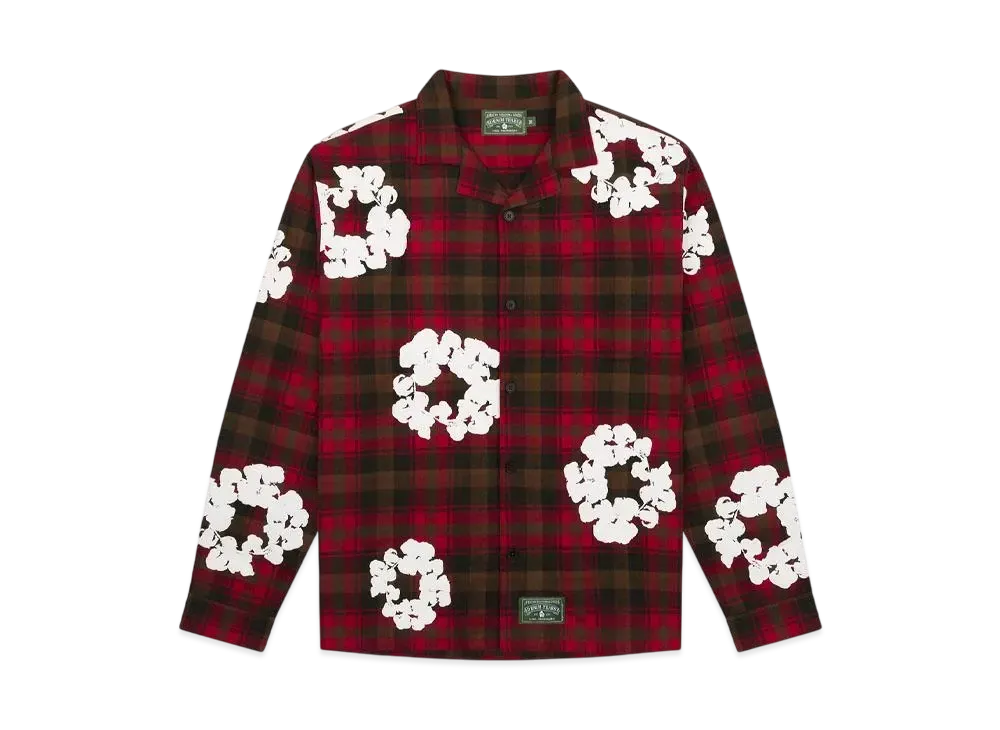 デニムティアーズ コットン リース パジャマ シャツ "レッド"