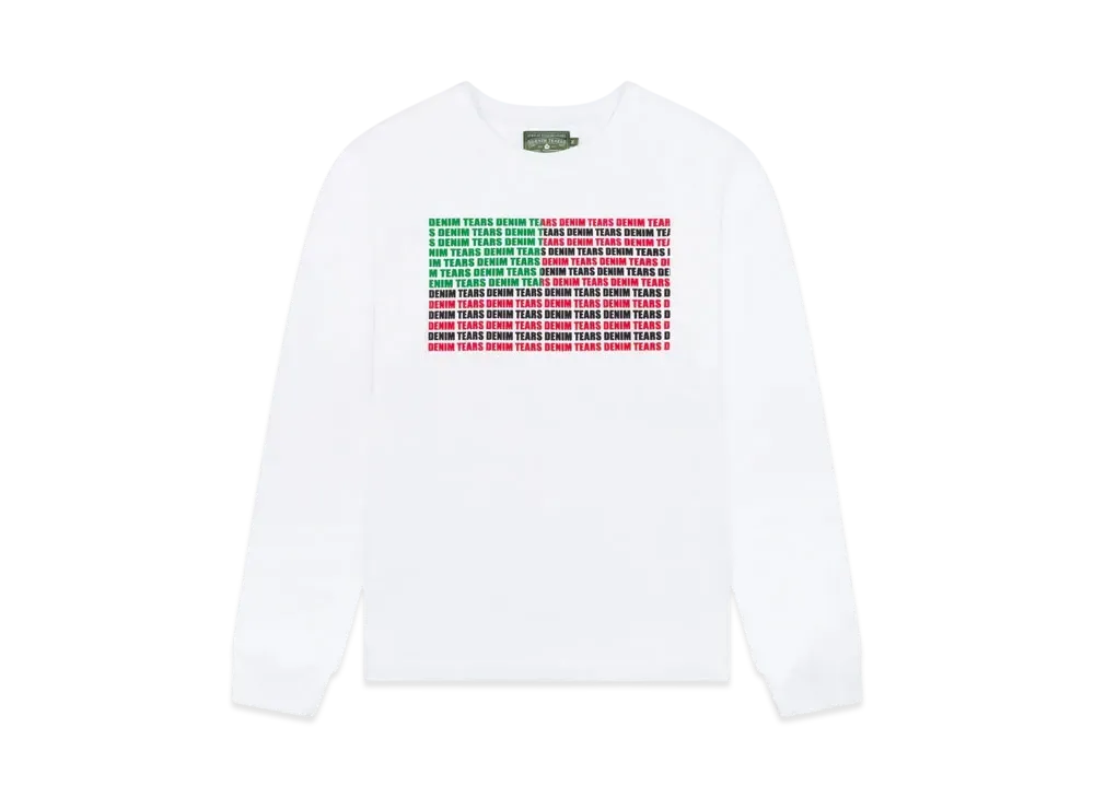 DENIM TEARS Logo Flag Long Sleeve Tee "White"