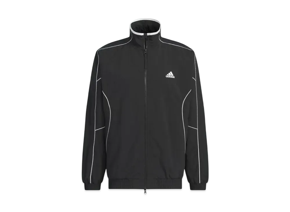 adidas Warding Loose Fit Wrinkled Nylon Woven Brushed Tricot Lined Jacket (Gender Neutral) "Black"
