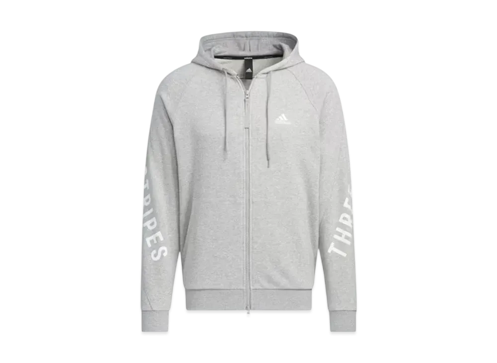 adidas Warding Loose Fit French Terry Full Zip Parka "Medium Grey Heather"