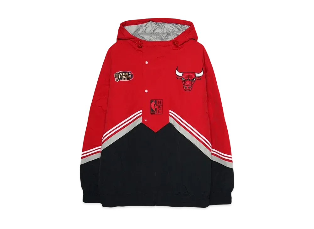 Mitchell&Ness NBA THROW IT BACK RETRO JACKET VINTAGE LOGO BULLS "BLACK-SCARLET"