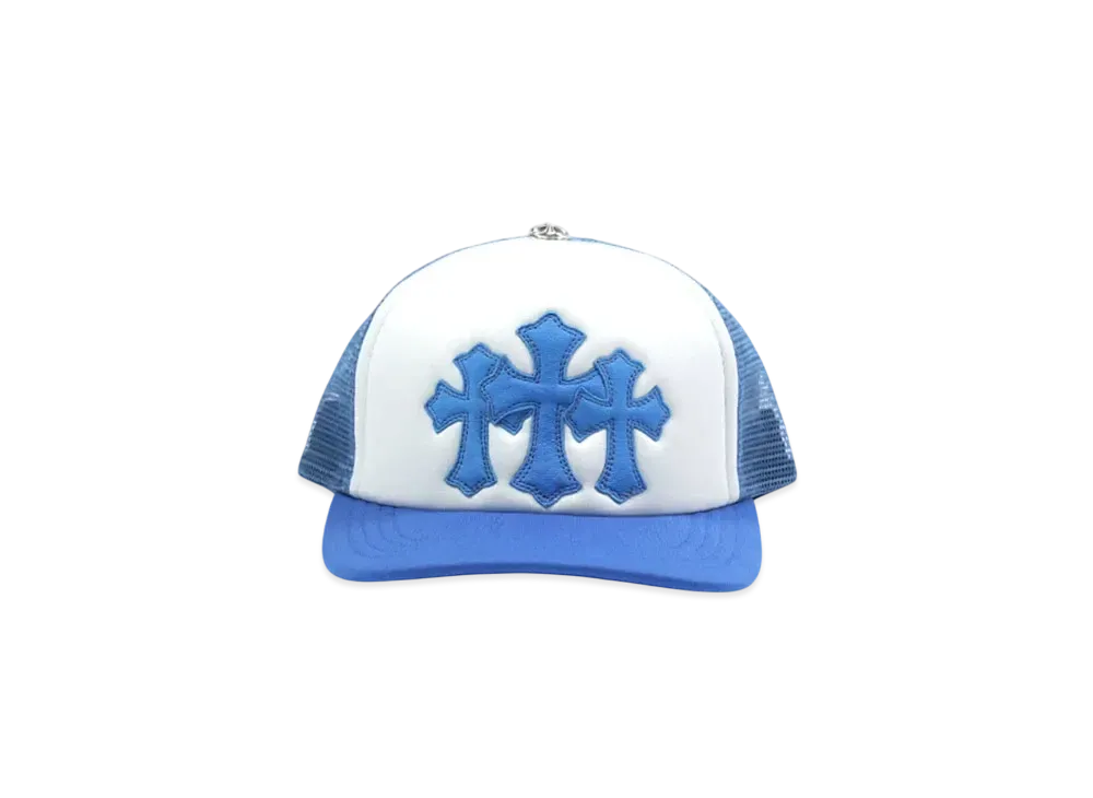 Chrome Hearts 3 Cemetery Cross Patch Trucker Hat "Blue"