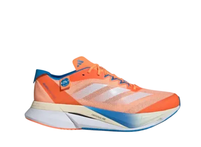Chris Nikic × adidas Adizero Boston 12 Wide "Screaming Orange/Cloud White/Bright Blue"