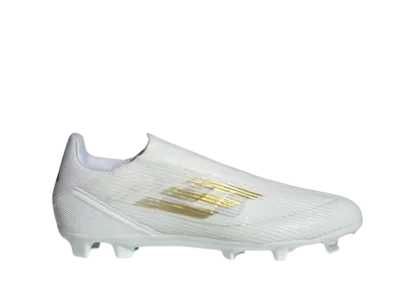 adidas F50 League Laceless Firm/Multi-Ground Soccer Cleats "Cloud White/Gold Metallic"