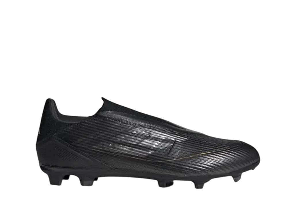 アディダス F50 リーグ レースレス ファーム/マルチグラウンド サッカー スパイク "コアブラック/アイアンメタリック/ゴールドメタリック"