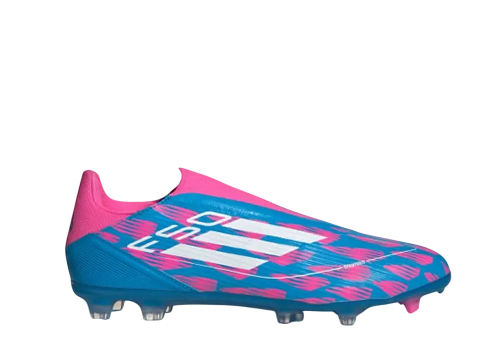 adidas F50 League Laceless Firm/Multi-Ground Soccer Cleats "Solar Blue/Cloud White/Solar Pink"