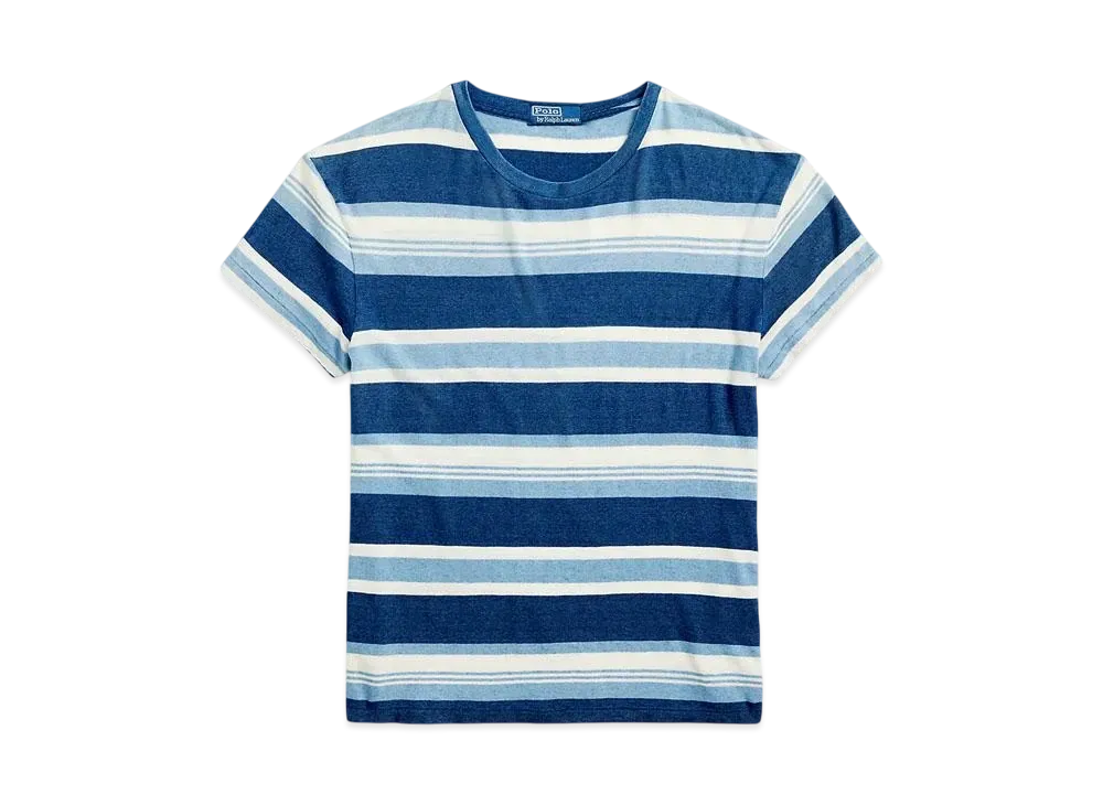 ポロラルフローレン クラシック フィット ストライプド コットンリネン Tシャツ "ブルー"